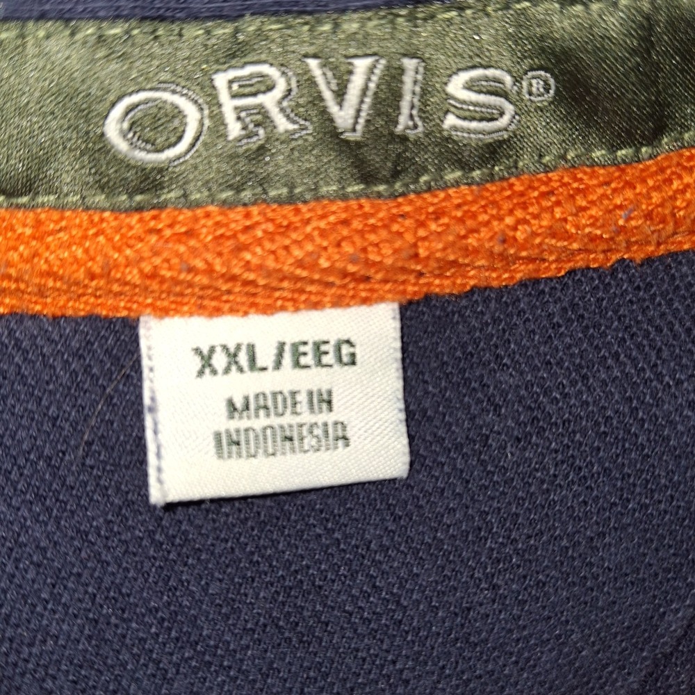 Orvis Sweater Men's Size XX Large Blue Zipper Pullover with a Snap - Picture 6 of 12